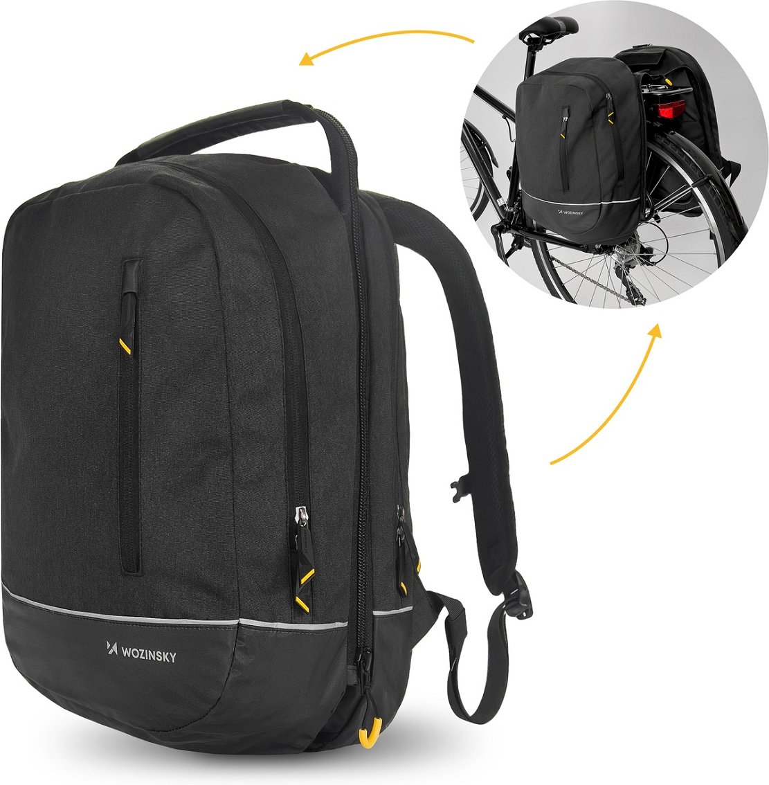 Wozinsky Fahrradtasche 2in1 Rucksack 30¿L – Schwarz
