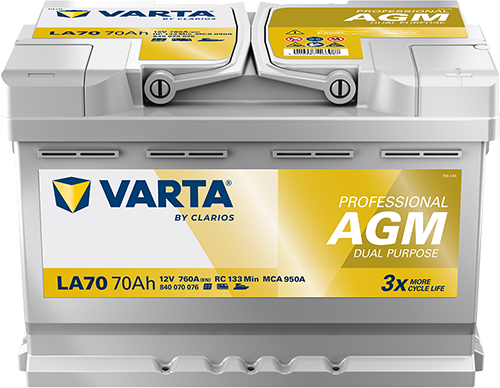 Thumbnail - VARTA Professional AGM LA70 Autobatterien 840070076K312, LA70, 12 V, 70 Ah, 760 A