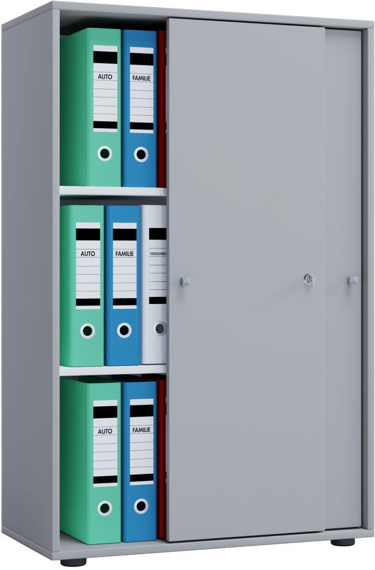 Büroschrank Lona XL mit Schiebetüren Grau