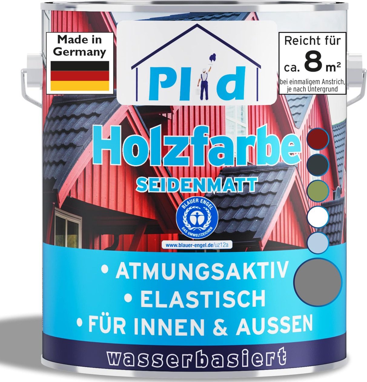 Thumbnail - Holzfarbe 0,75L Silbergrau, für ca. 8m² / Holzlack Schutzfarbe Schnelltrocknen