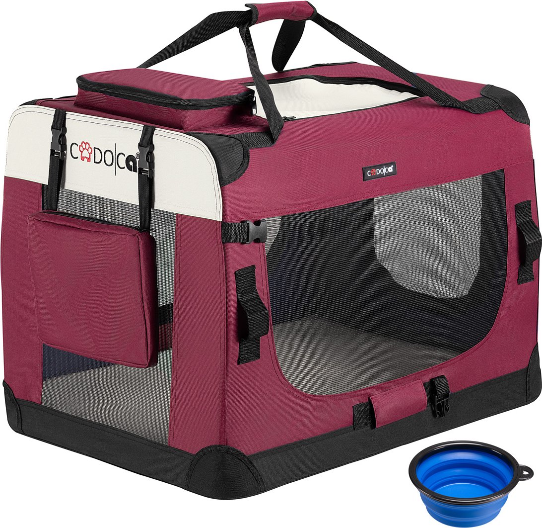 Cadoca Tiertransportbox L 70x52x50cm dunkelrot