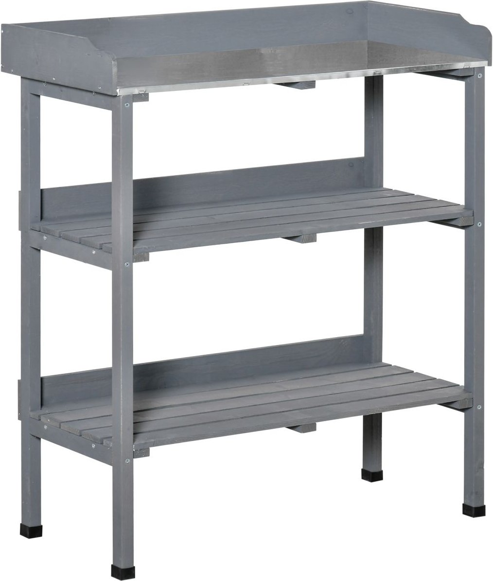 Pflanztisch Gärtnertisch Blumentisch mit Metall Arbeitsfläche Garten