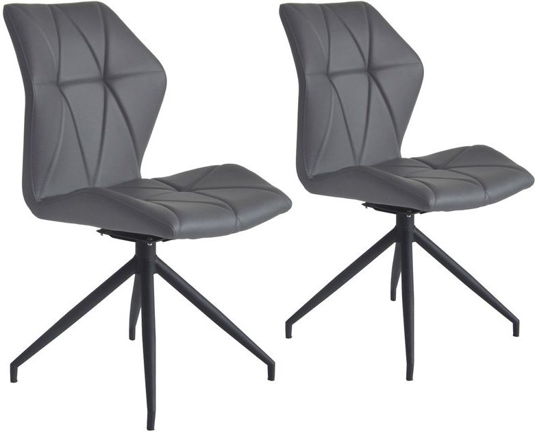 IMKE Stuhl, 2er-Set, Metallgestell schwarz pulverbeschichtet, Kunstleder