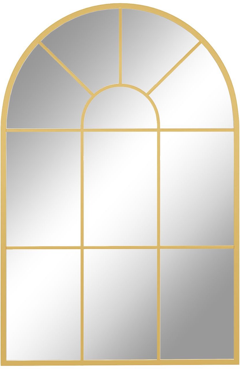 HOMCOM Wandspiegel Fensterspiegel 91 x 60 cm Dekorativ Spiegel mit Metallrahmen Gold
