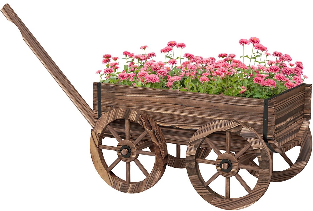 Blumenkasten im Holzwagen-Design, Pflanzenwagen, Pflanzenkasten für Garten