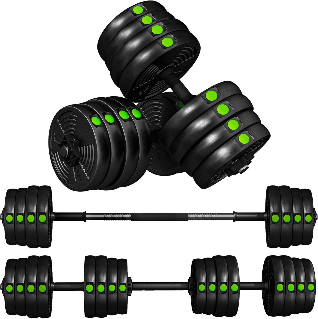 2-in-1 Hantel Set, 30 kg verstellbar Dumbbell Set mit 16 Hantelscheiben Schwarz