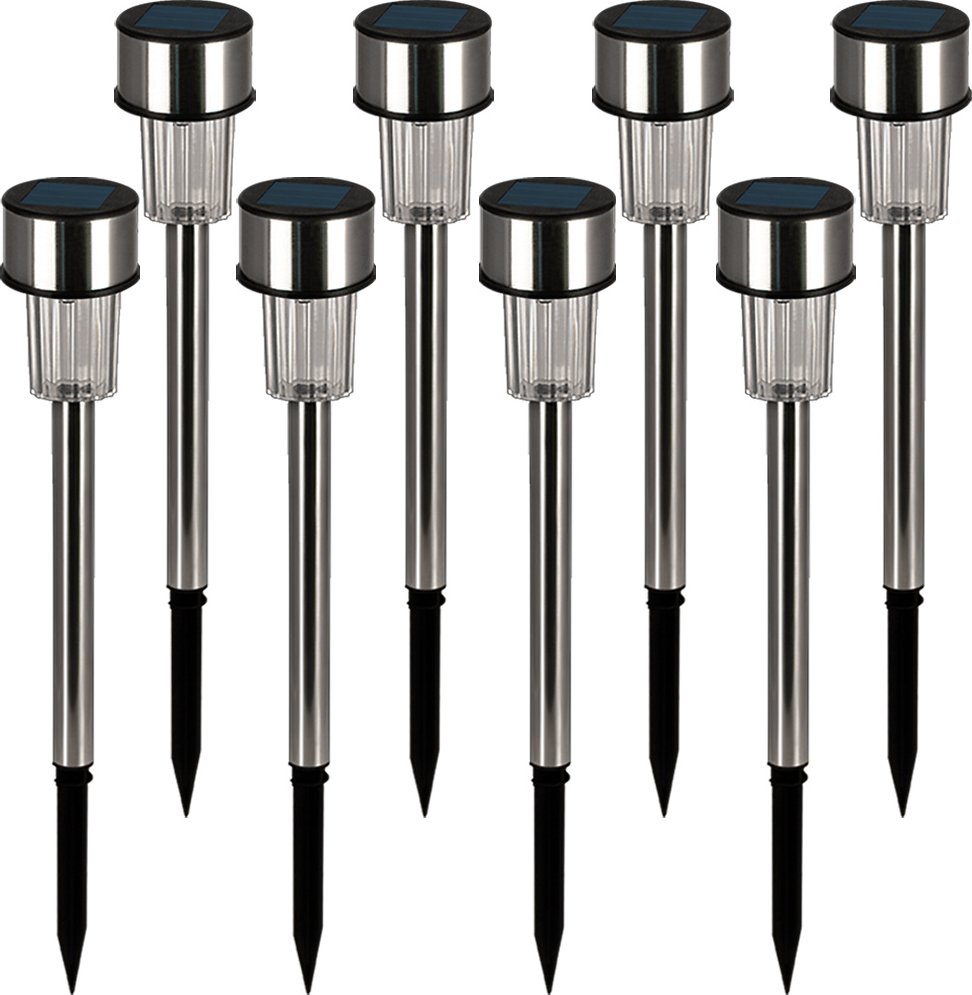 Deuba Solarleuchte LED Gartenleuchte 31cm 8 tlg weiß