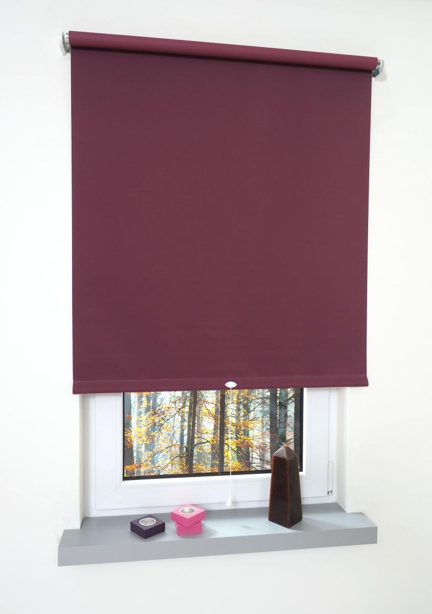 Rollo, Mittelzugrollo Uni Verdunkelung, 102 x 180 cm, brombeer