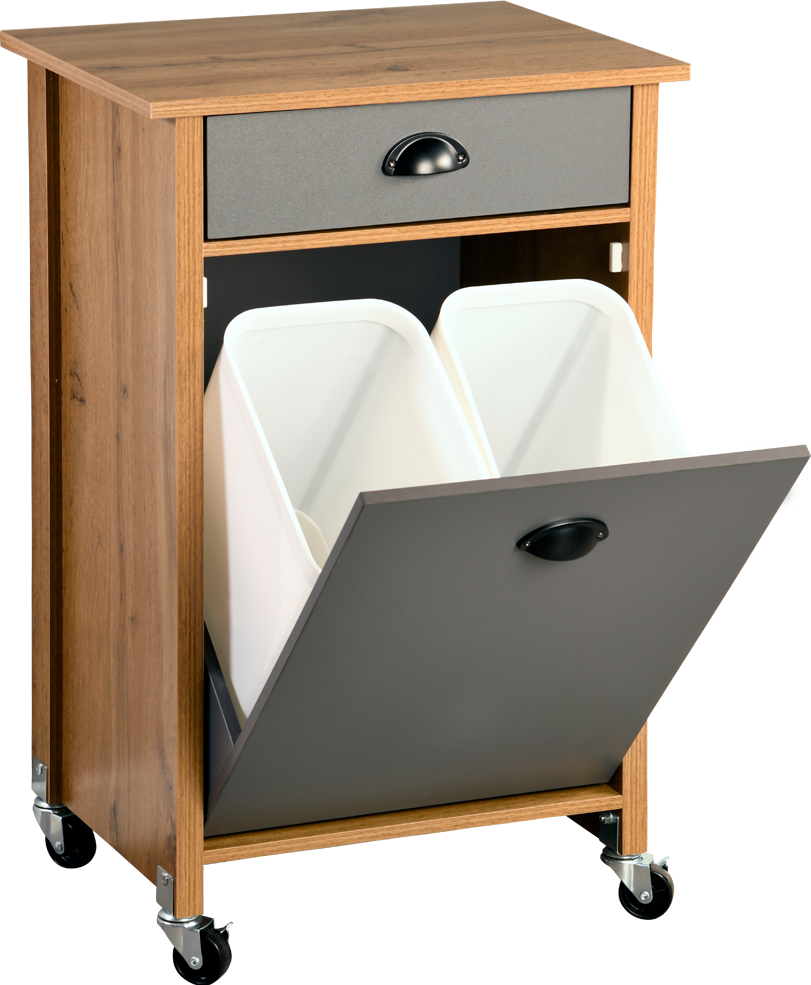 Küchenwagen inkl. Abfalleimer, oak, FSC