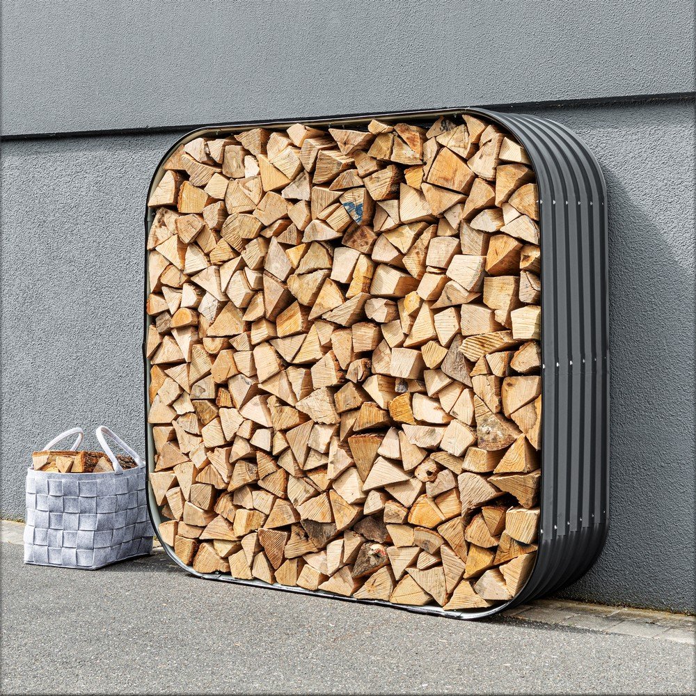 Brennholz Unterstand/Kaminholzregal, ca. 145 x 43 x 145 cm - Anthrazit