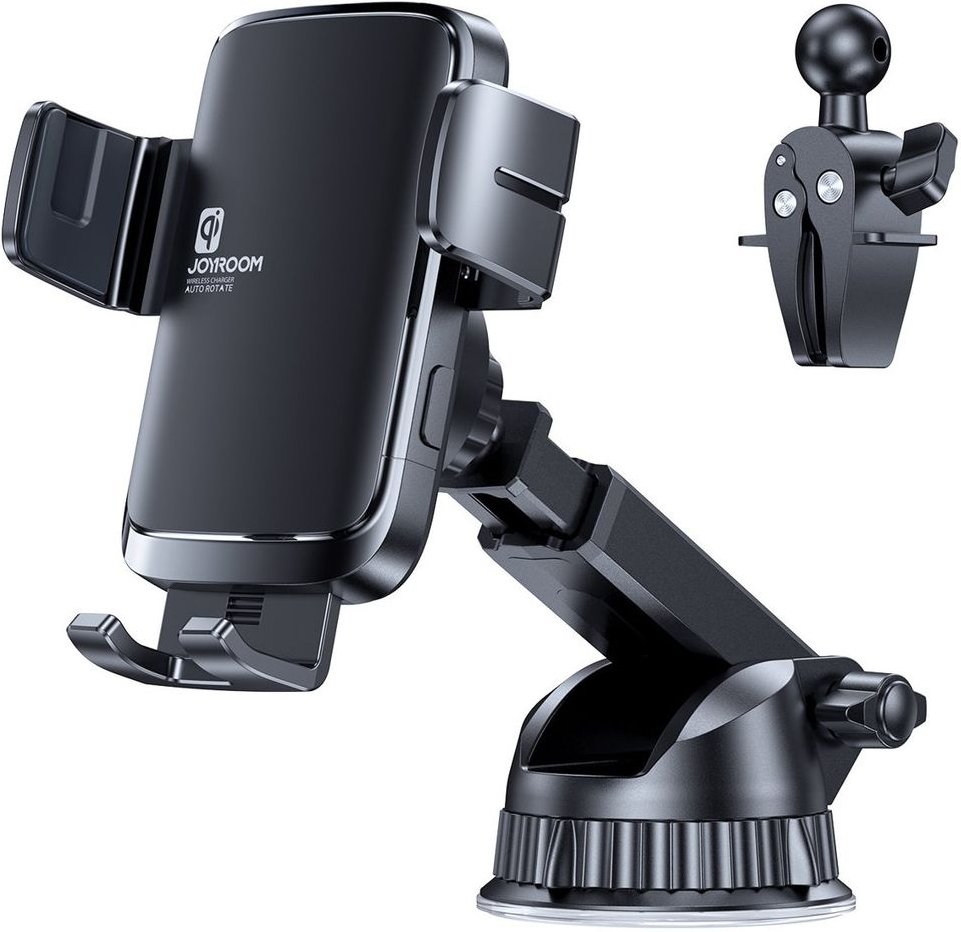 15W Qi Wireless drahtloses Auto-Ladegerät mit Griff Schnell-Ladegerät Handy-Halterung Schwarz