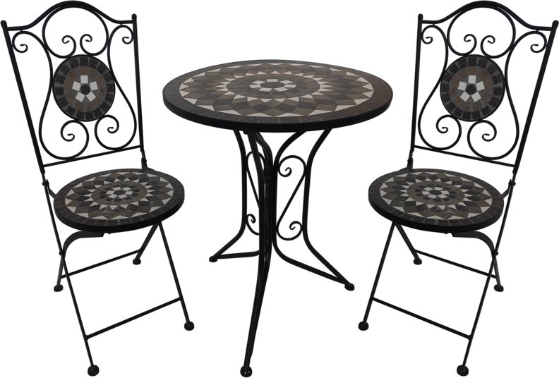 3.tlg Sitzgruppe Mosaik mit Tisch Ø 60 cm & 2 Stühlen ORIENT - Mehrfarbig