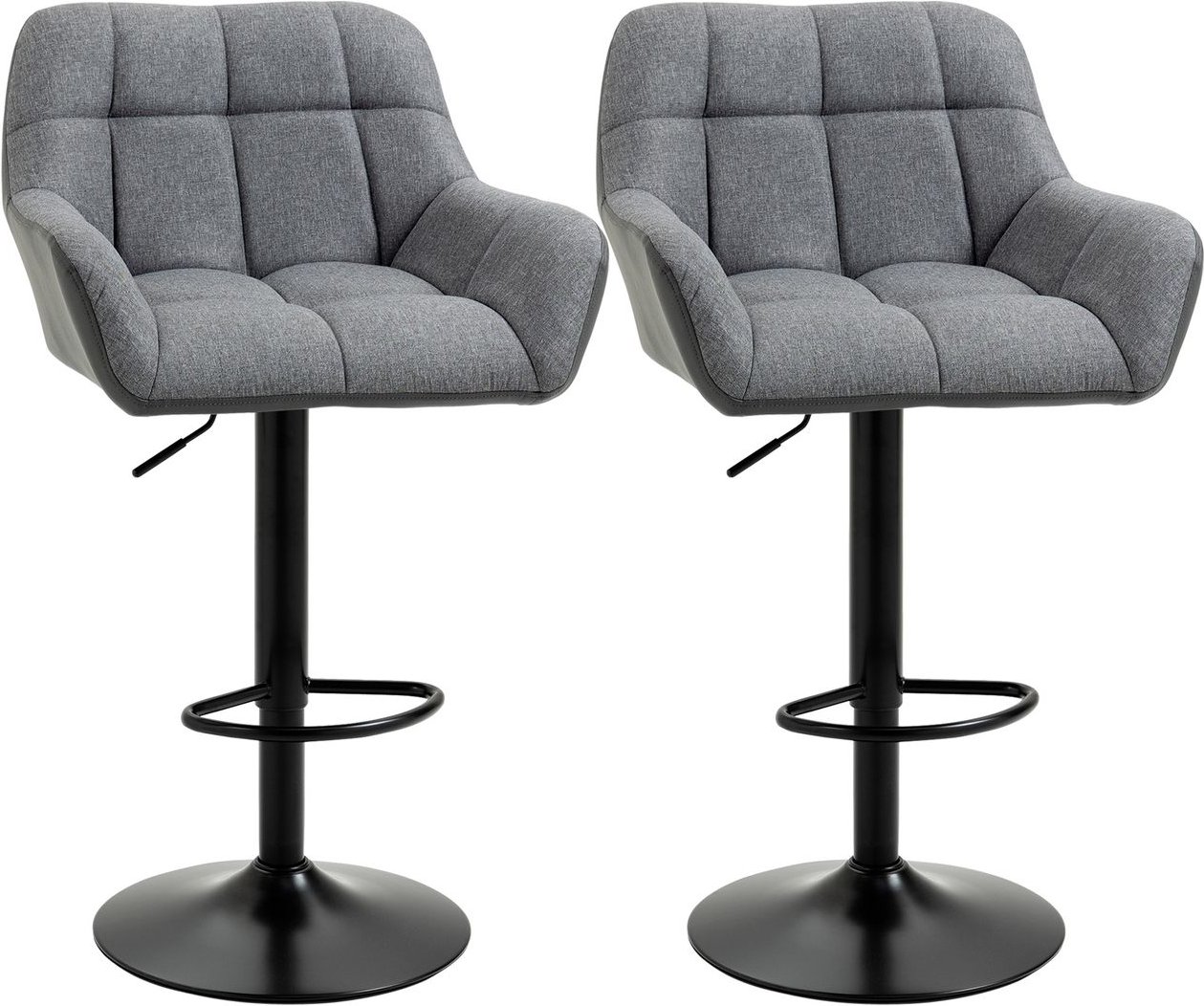 Barhocker 2er-Set Tresenhocker Höhenverstellbar Drehbar im Retro-Design