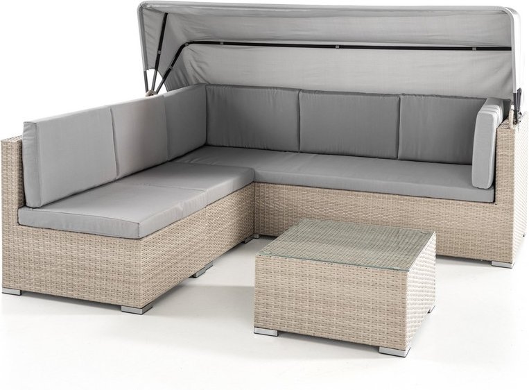 14tlg. Gartenlounge-Set mit Überdachung, modular - Grau