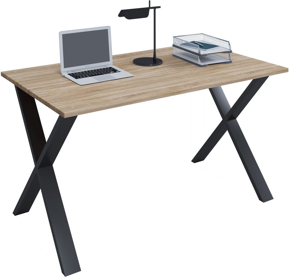 Schreibtisch "Lona" 110x80 X-Fußgestell Sonoma-Eiche/Schwarz