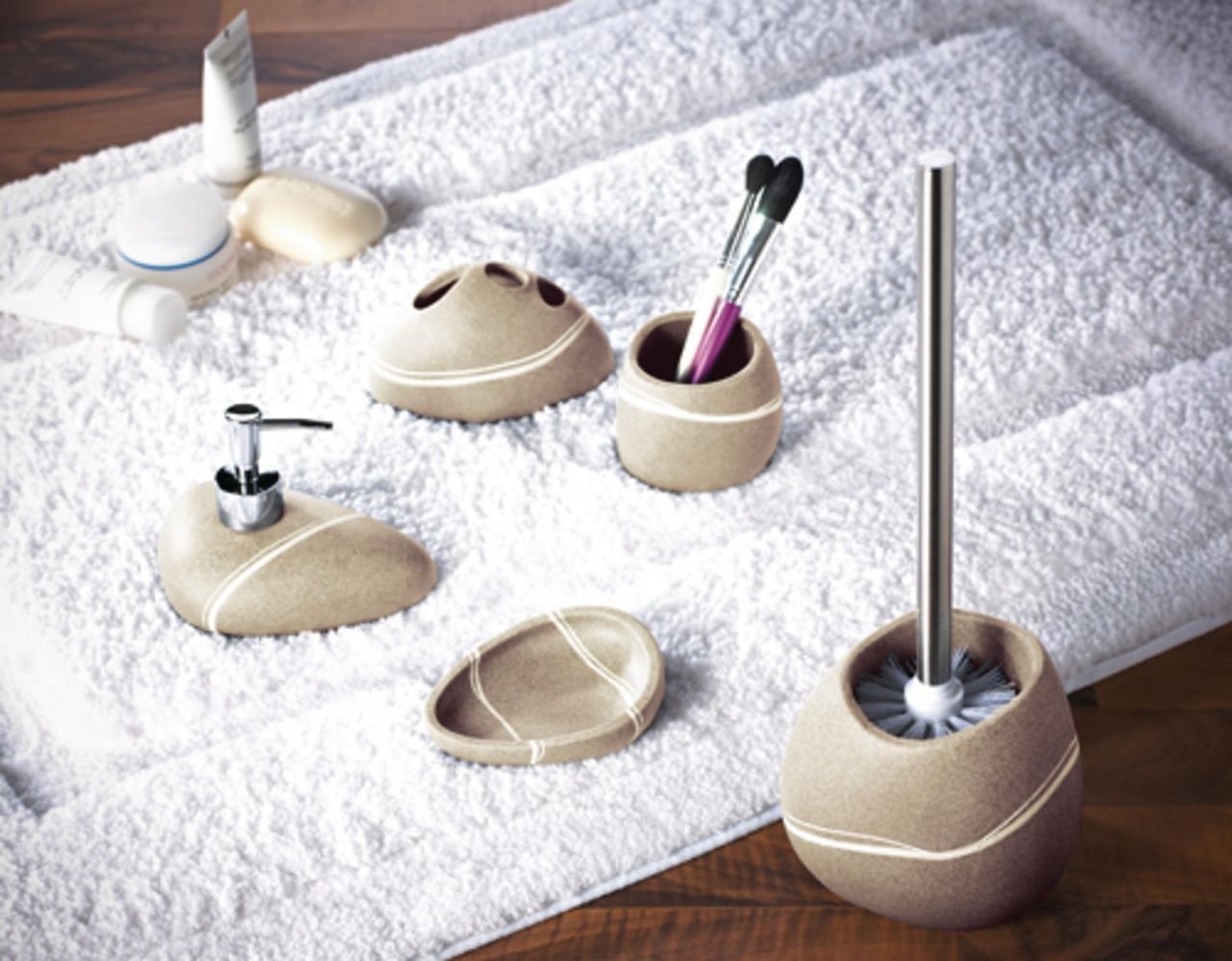 WC-Bürste Little Rock, beige, Stielfarbe: chromfarben, Polyresin / Edelstahl