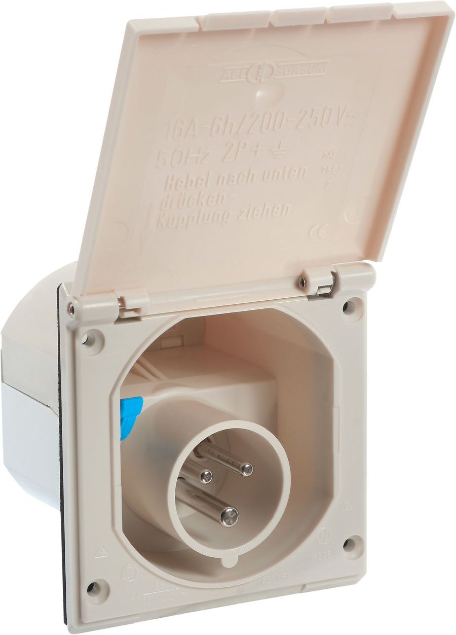 Camping CEE Einspeisestecker 3-polig mit Klappdeckel