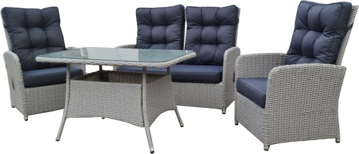 Dining Set 11 tlg. Lounge inkl. Sicherheitsglasplatte – Grau-Meliert
