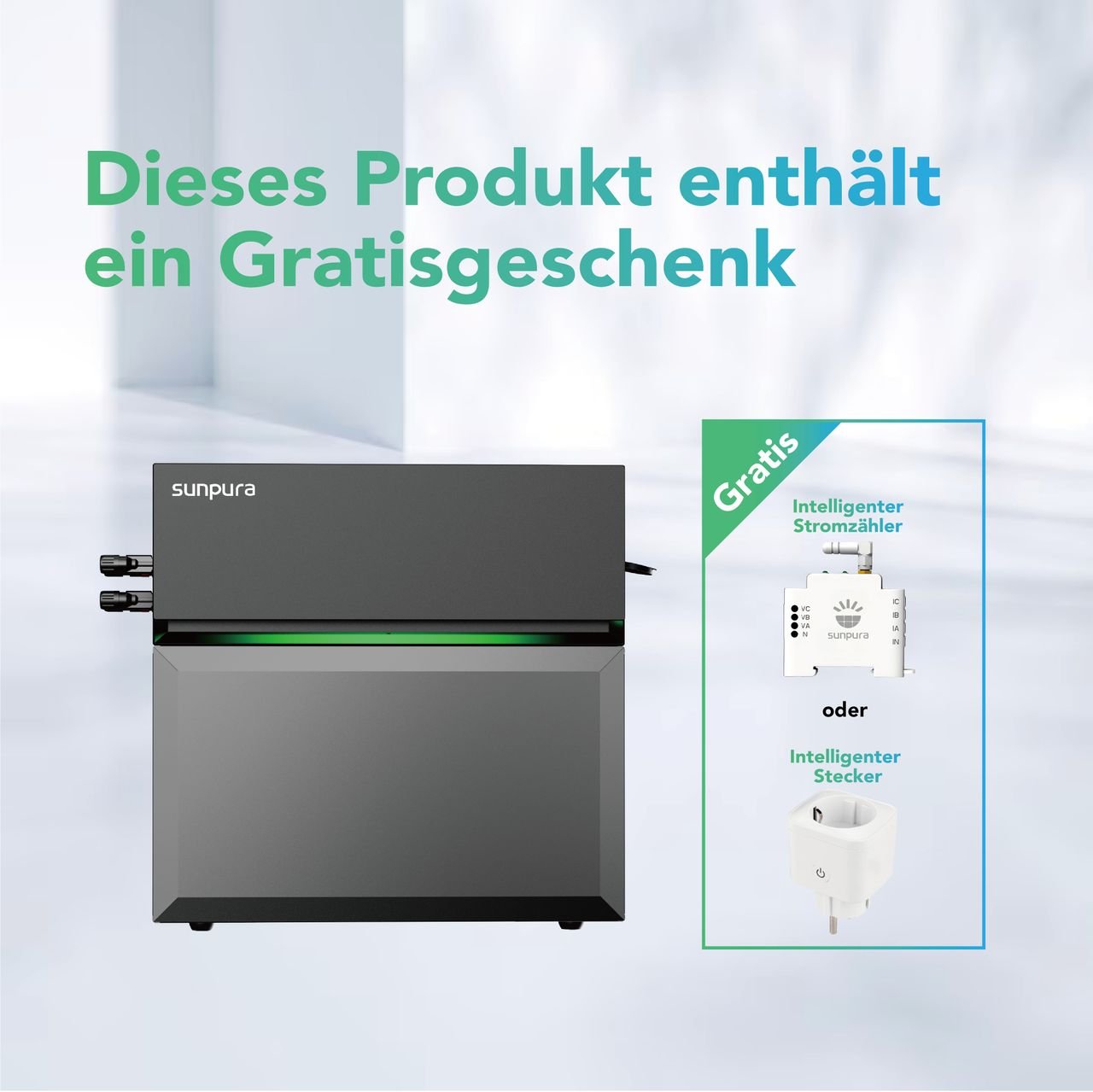 S2400 Sunpura All-in-One Balkonkraftwerk Speicher 2,4 kWh (erweiterbar bis 9,6 kWh), 2.400 W