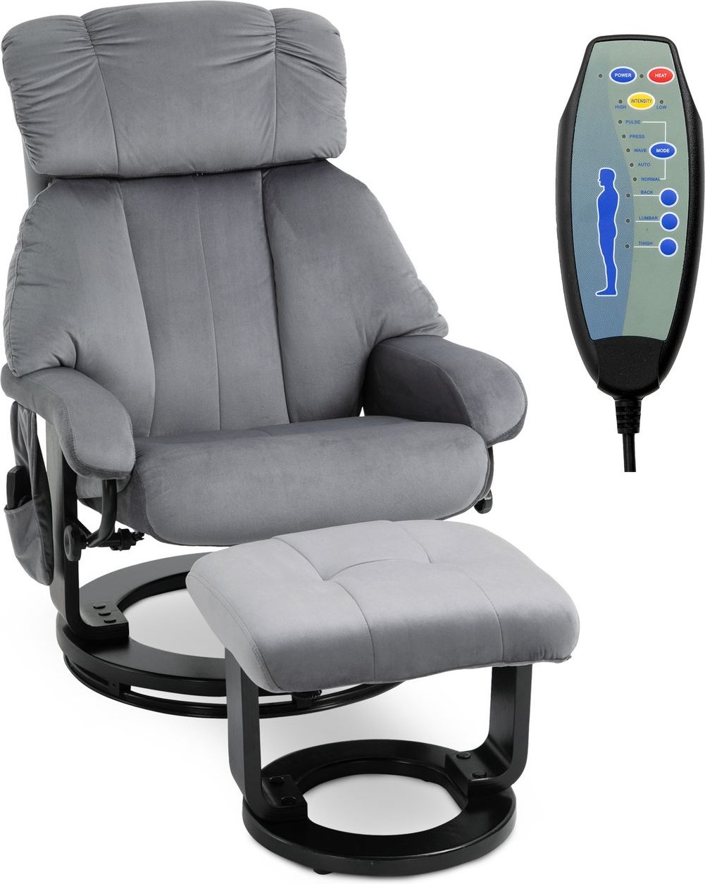 Massagesessel mit Hocker Liegefunktion+Massagefunktion Grau