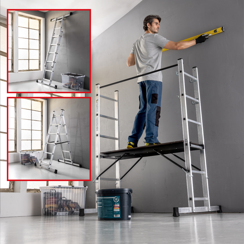 Aluminium Leitergerüst 3 in 1 160 x 90 x 172 cm Traglast 150 kg
