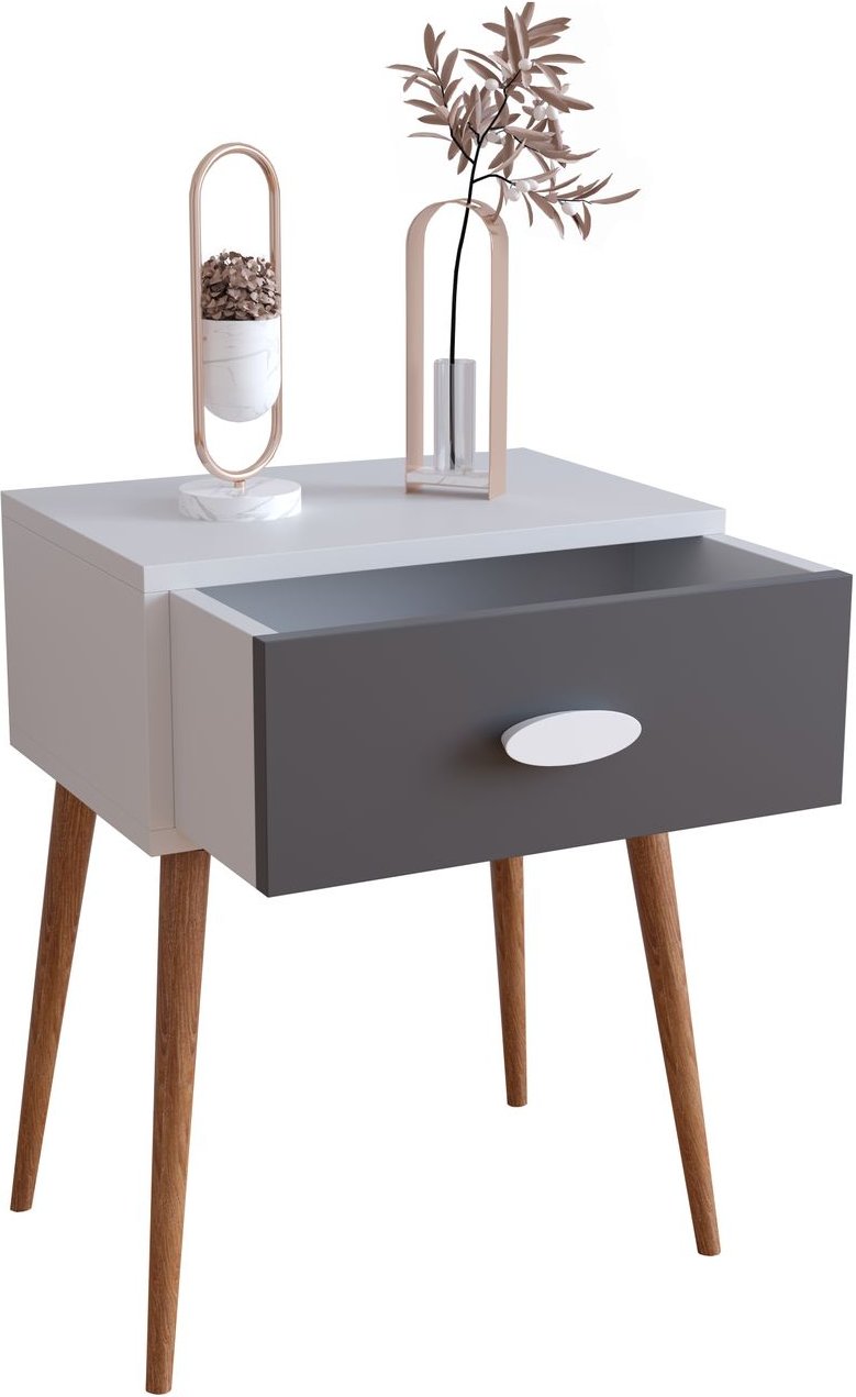 Nachttisch "Singol L" Anthrazit/Honig-Eiche