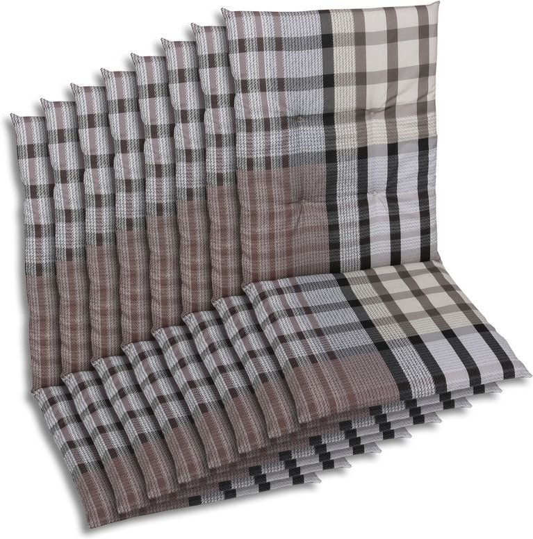 Sessel-Auflage mittel 8er Set Karo braun-beige