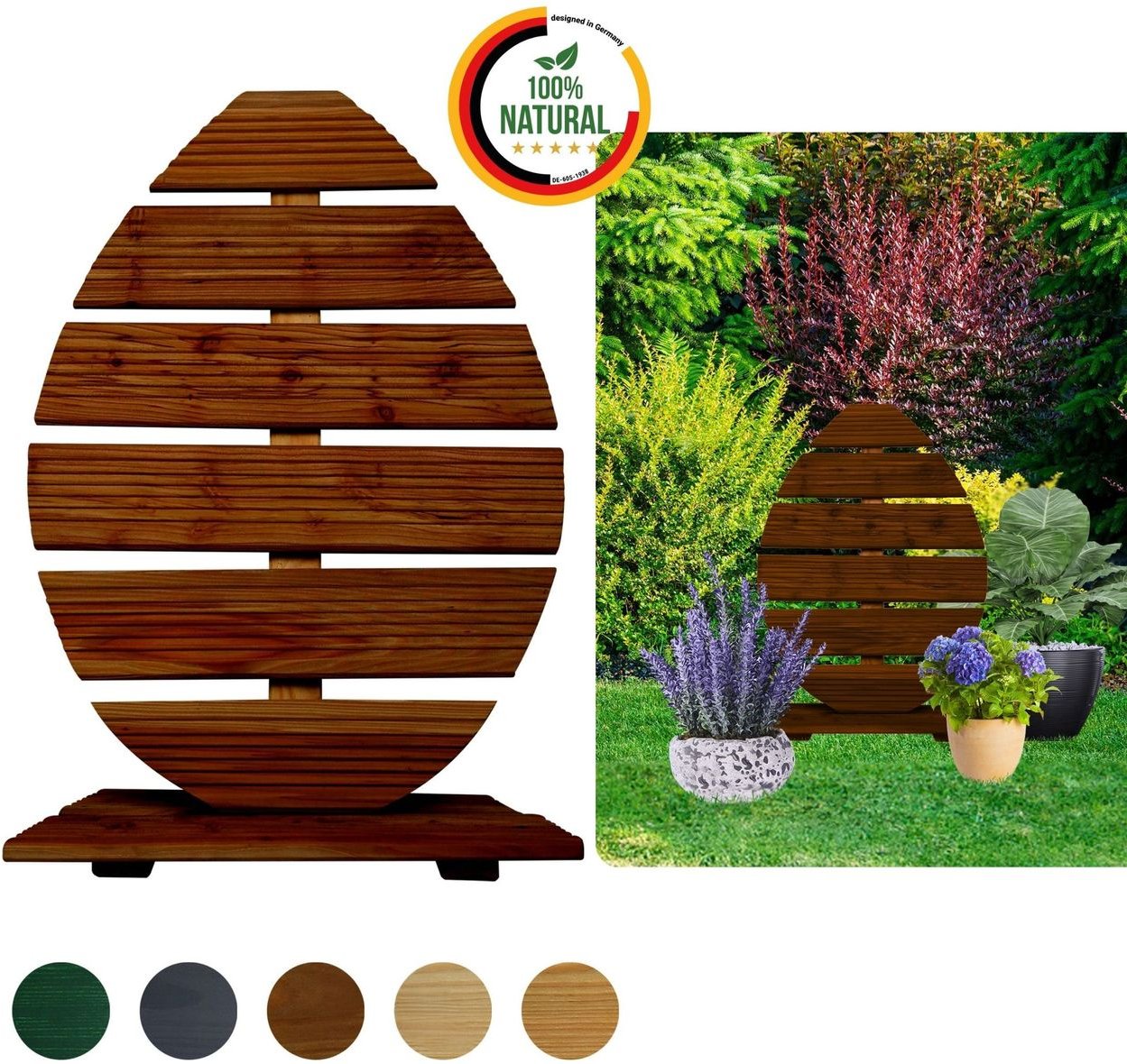 Floranica Osterfigur aus Holz Osterei Figur für draußen und drinnen 68 cm Hoch Braun