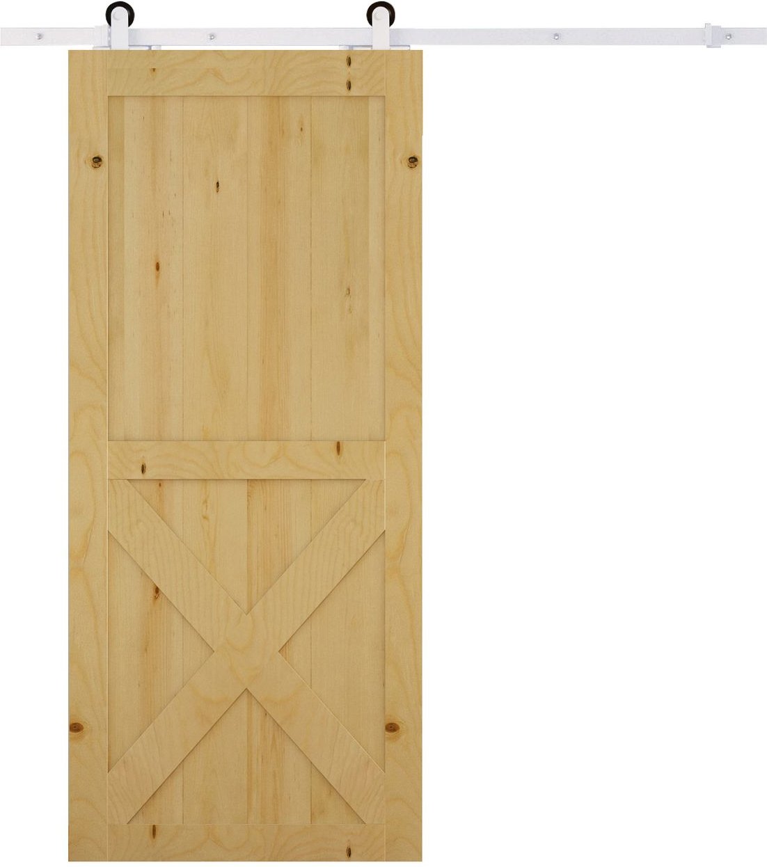 HOMCOM Schiebetüren-Beschlagsatz 183 cm Komplett-Set mit Schienen, Rollen Weiß