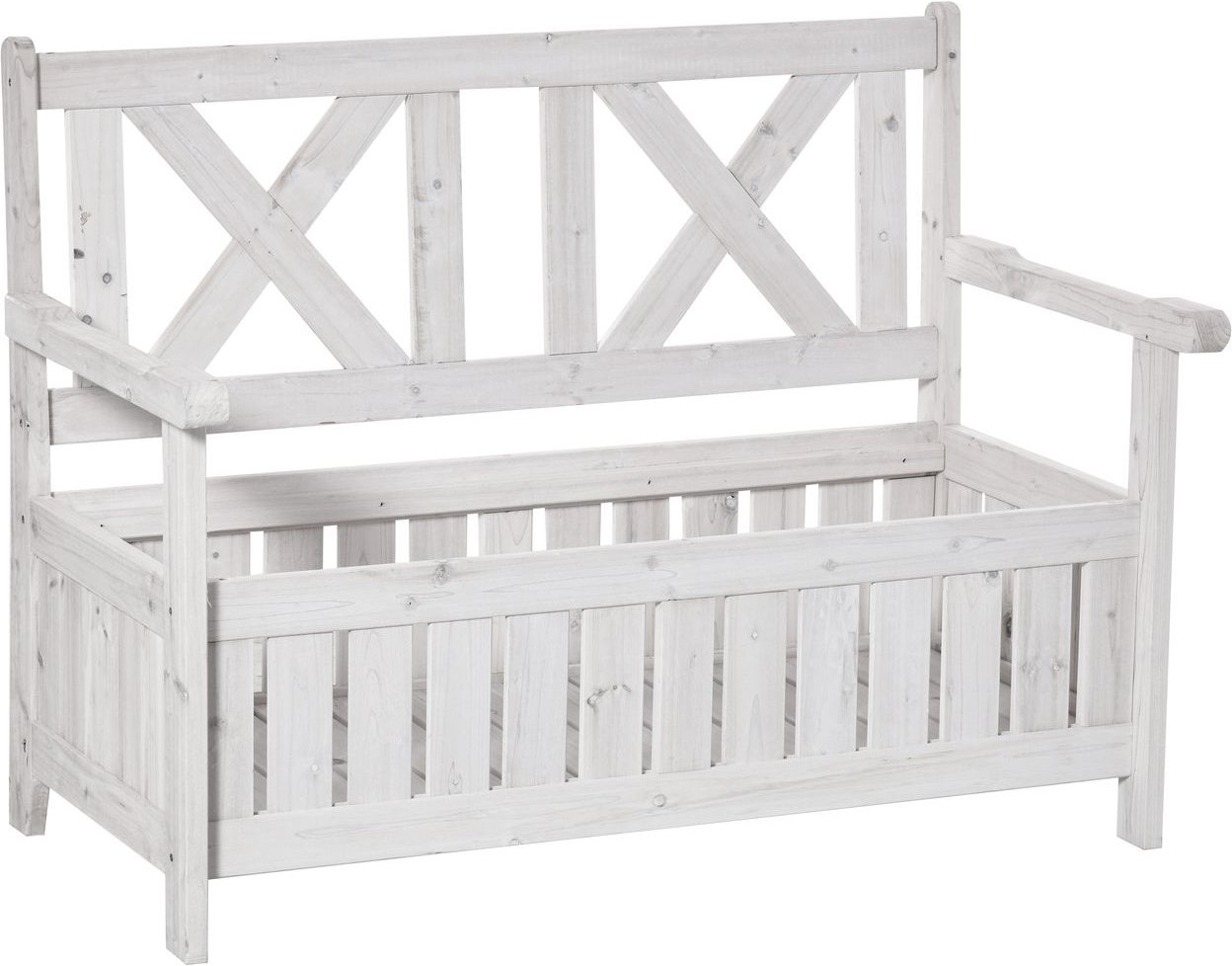 Sitzbank mit Stauraum 2-Sitzer Gartentruhe Truhenbank Kissentruhe Aufbewahrung Weiß 115 x 61 x 85 cm