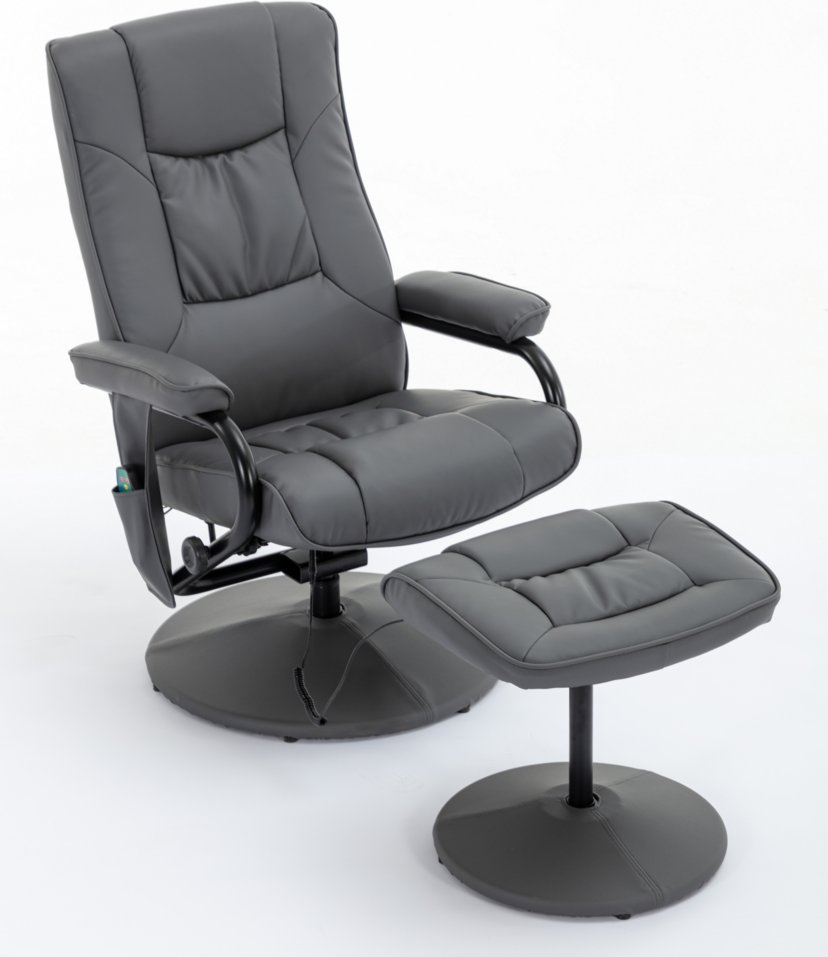Massagesessel Relaxsessel mit Heizfunktion & Fußhocker - Grau