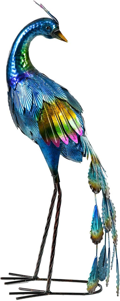 Outsunny Gartenstatue Pfau, 59 cm Gartenfigur, wetterbeständig für Balkon