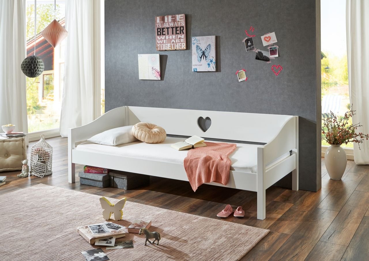 Thumbnail - Einzelbett Elsa 90 x 200 MDF weiß lackiert