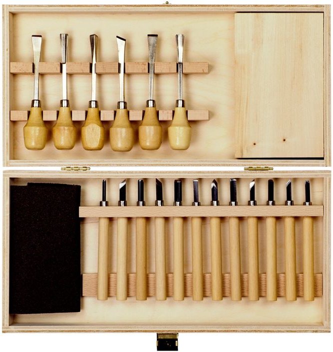 Schnitz-Set in Holzbox