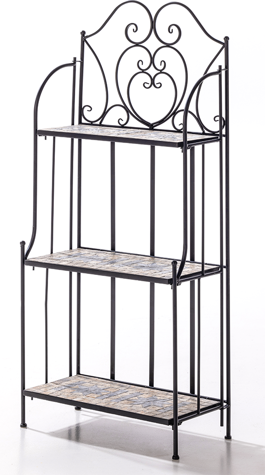 Mosaik Pflanzenregal aus Metall Pflanzenständer schwarz