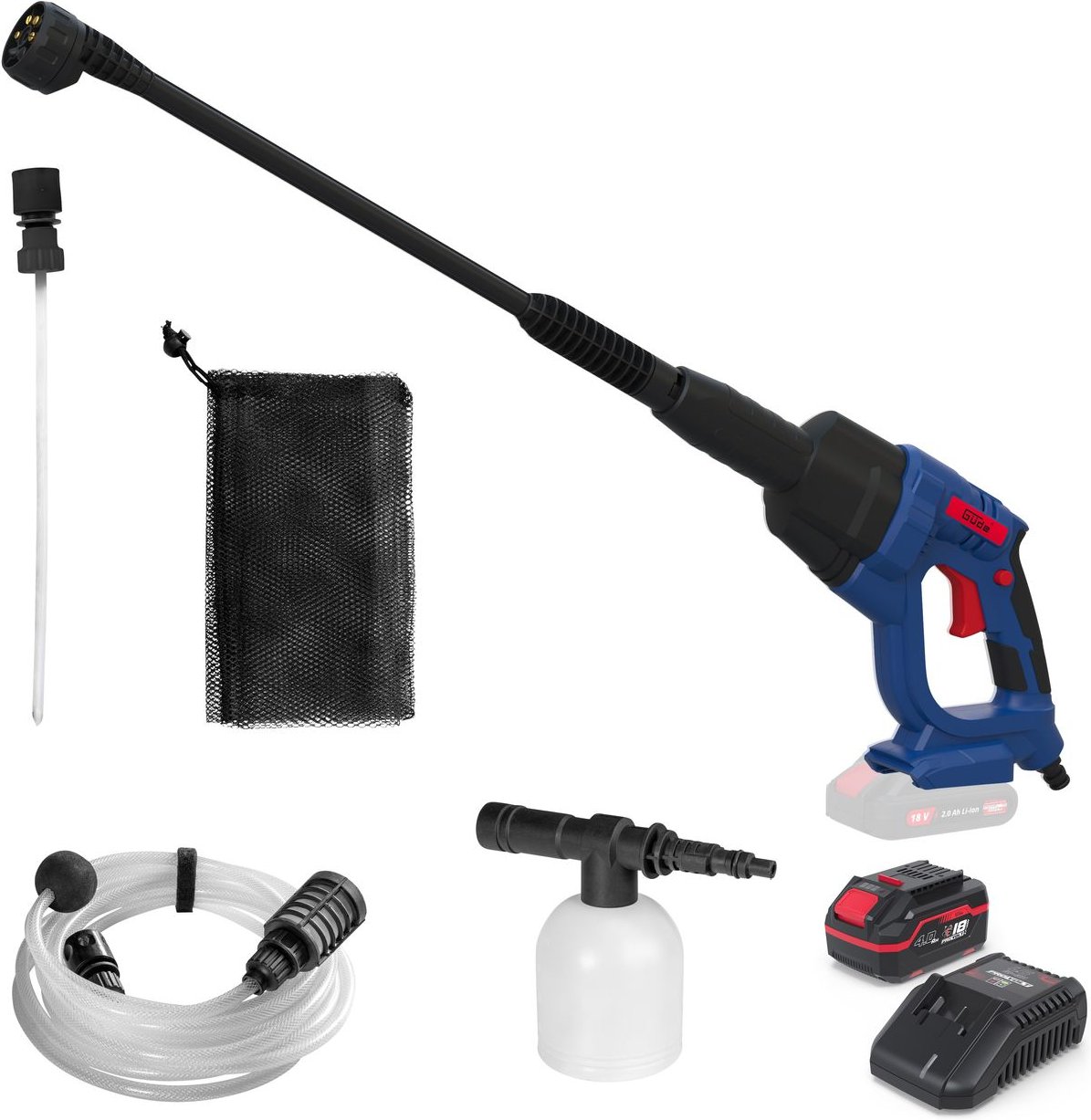 Güde Akku Druckreiniger DR 18-0 inklusive Ladegerät & Akkupack Starter-Kit Set