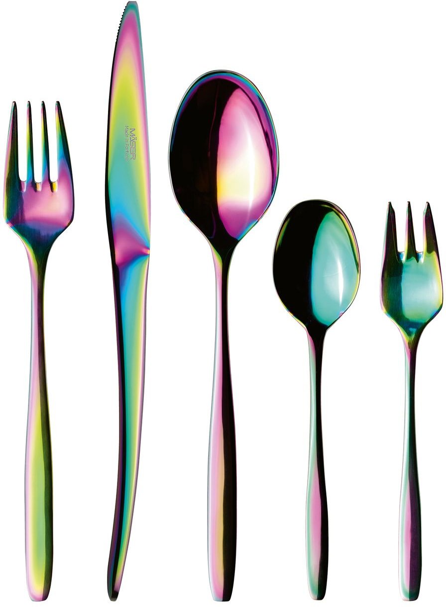 Serie NIGRAN, Besteck-Set, Edelstahl Besteck-Set für 6 Personen, Regenbogen