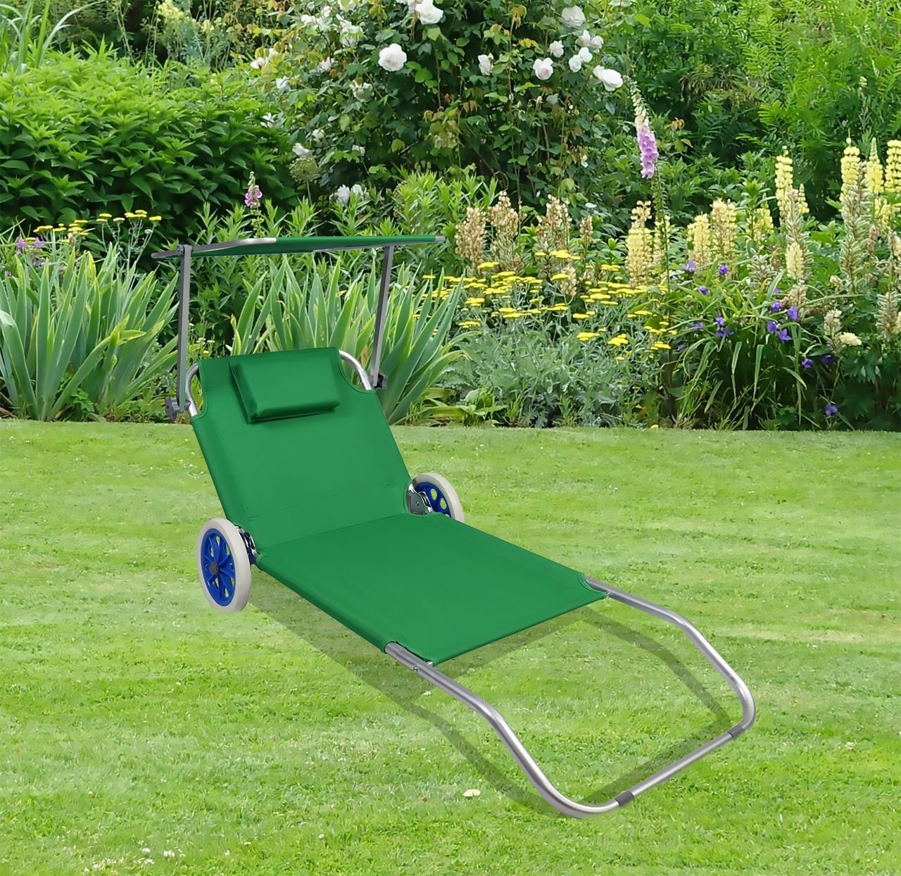 Gartenliege Sonnenliege rollbar Grün