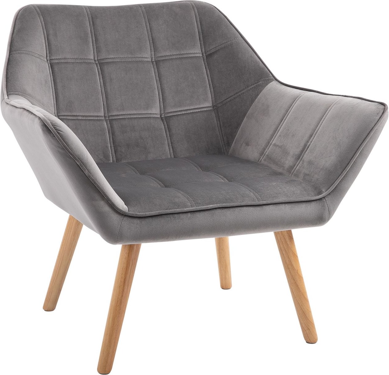 Thumbnail - Einzelsessel Armlehnsessel Relaxsessel mit Holzbeine, Samtoptik, Grau