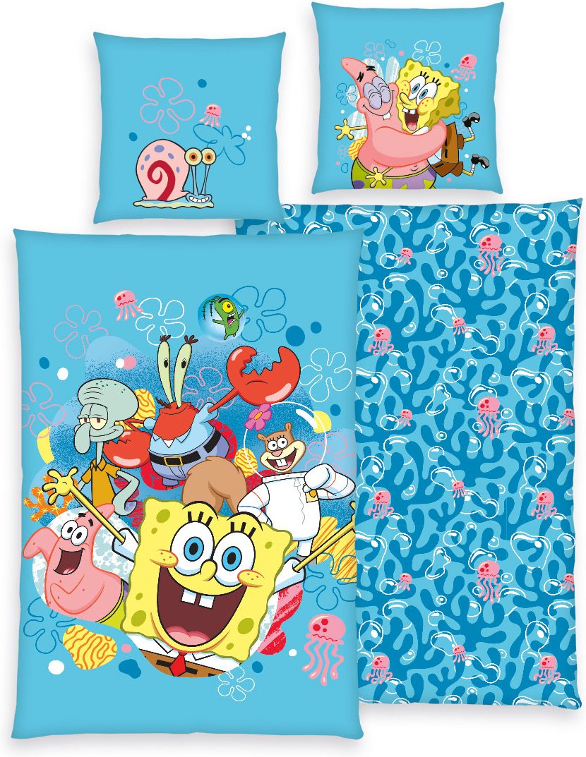 Spongebob Bettwäsche Größe 80x80 + 135x200 cm