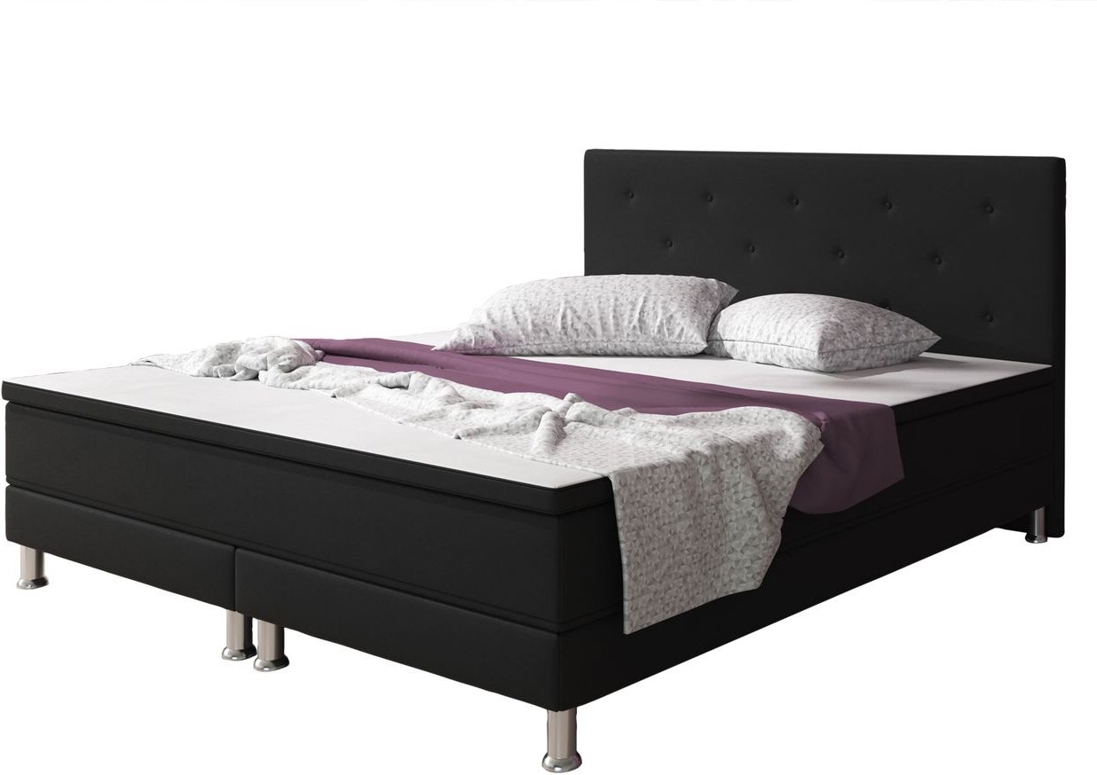 Boxspringbett Esra 180x200 Webstoff Schwarz