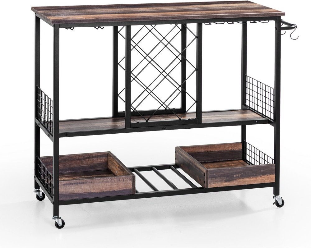 Wohnzimmerregal auf Rollen, ca. 81 x 30 x 80 cm - Braun