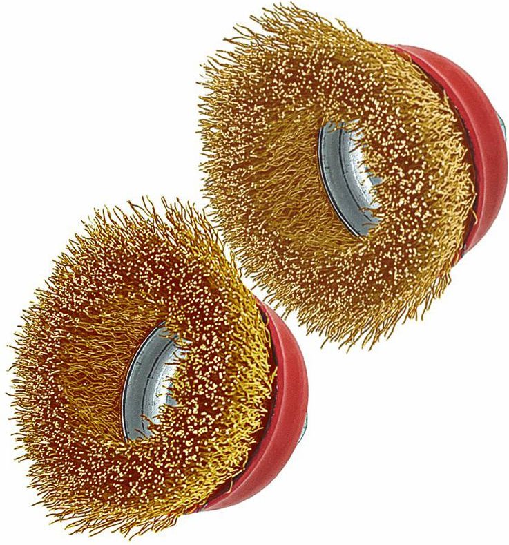 Gewellte Topfbürsten - 2er-Set / gold