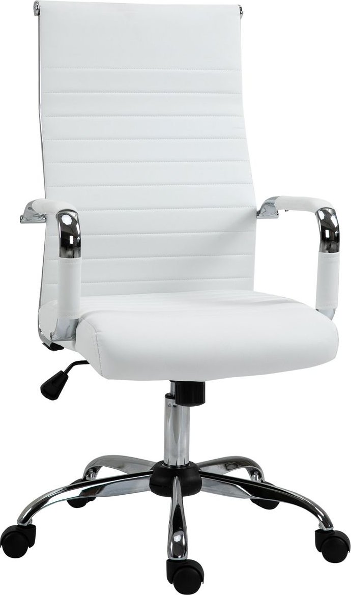 Bürostuhl Gaming Drehstuhl Chefsessel PU-Leder Schaumstoff Weiß 54 x 62 x 104-114 cm