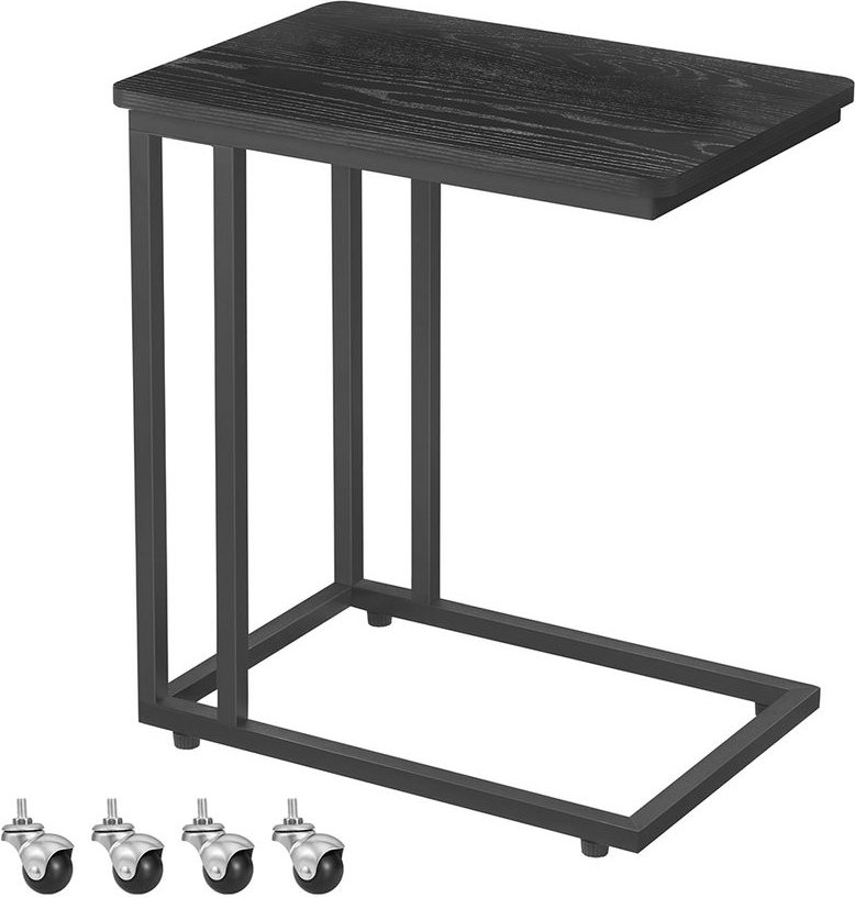 Beistelltisch mit Rollen C-Form ebenholzschwarz