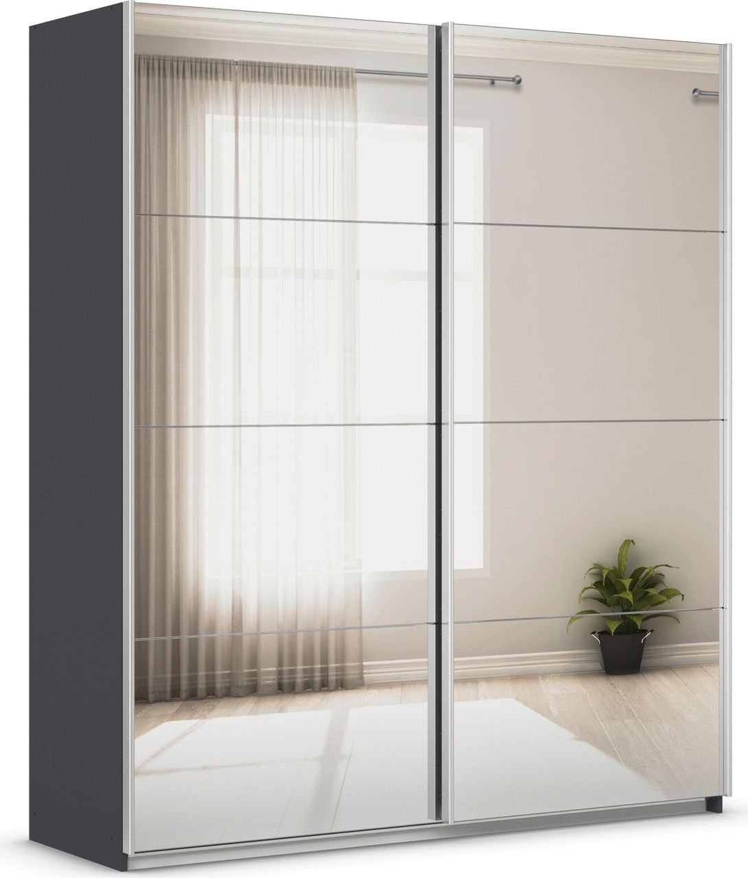 rauch Quadra Kleiderschrank 2-türig, Farbe Grau metallic Breite 181 cm