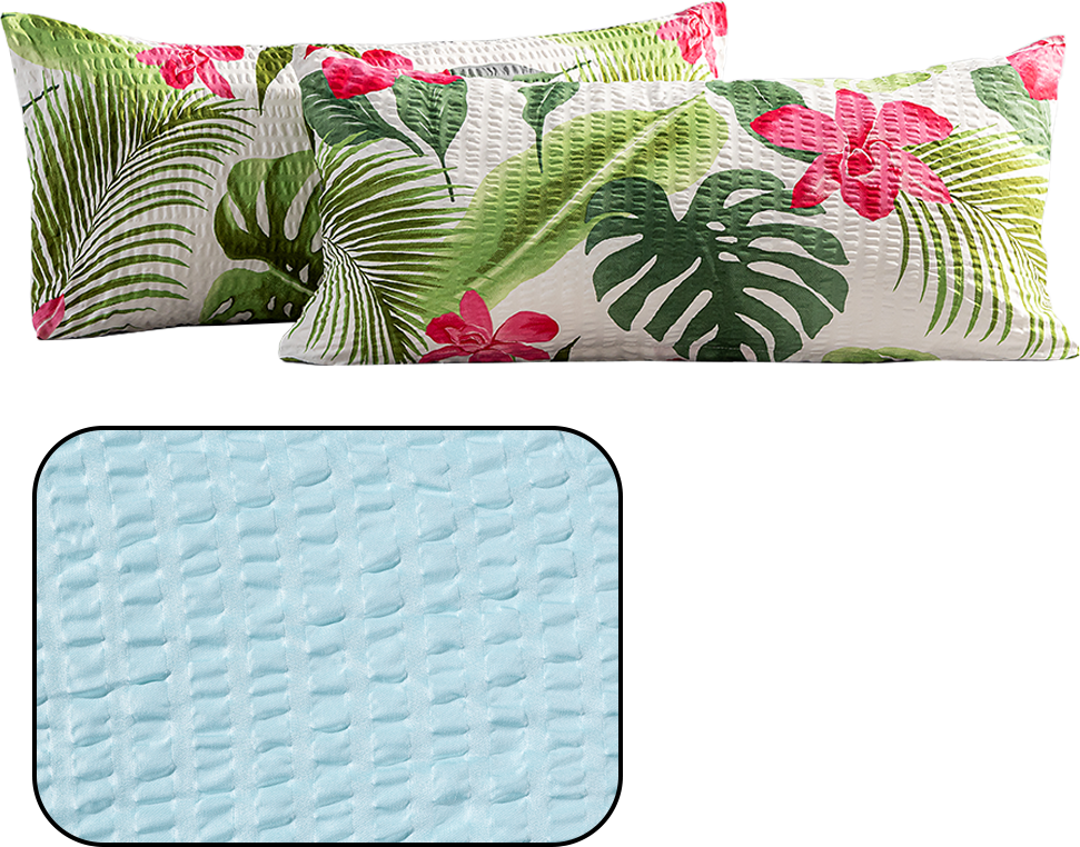 Mikrofaser-Seersucker-Kissenbezüge 2er-Set, je ca. 40 x 80 cm