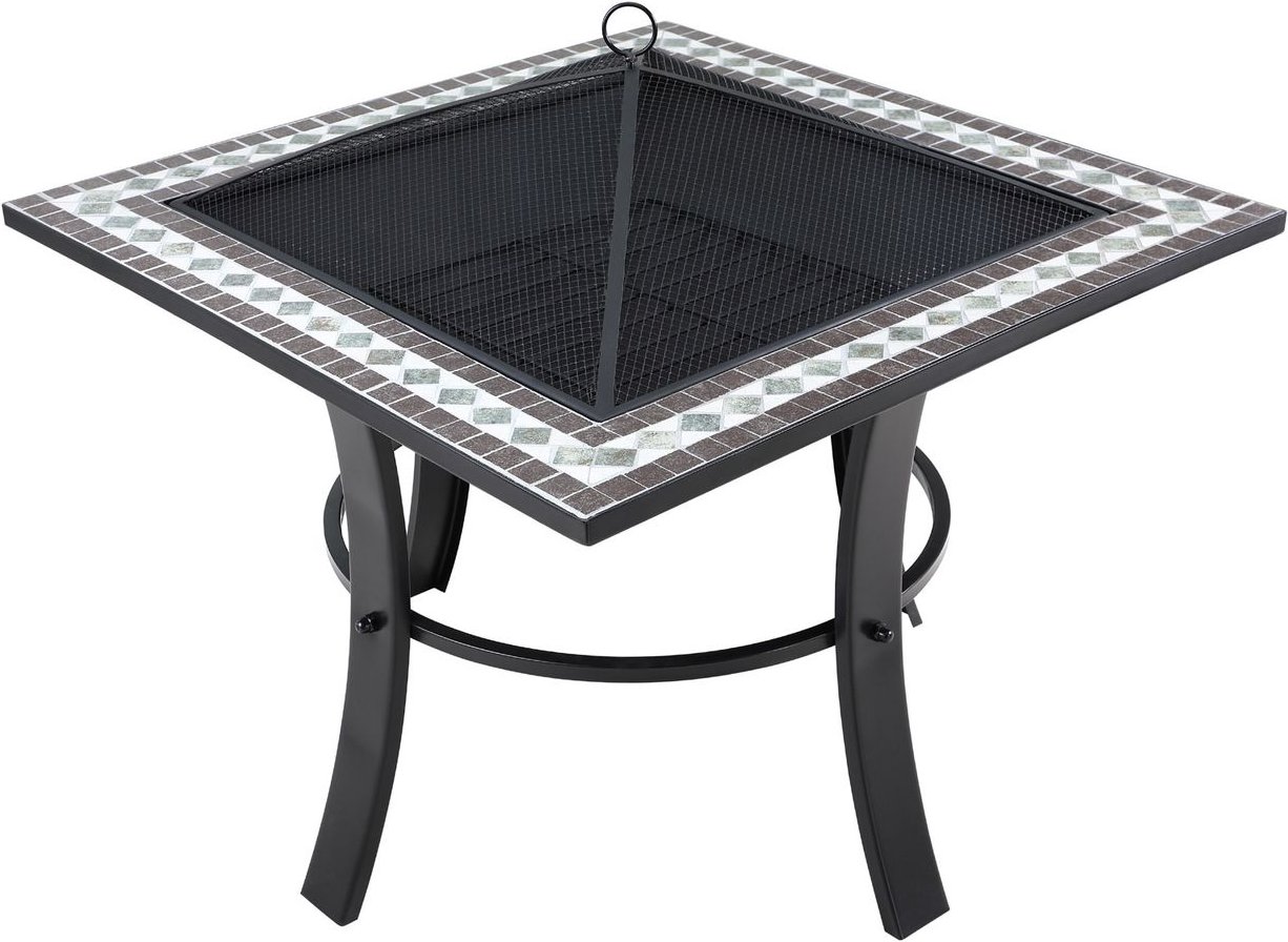 monzana Feuerstelle Mosaik Runedak 76x76x66 cm schwarz bunt