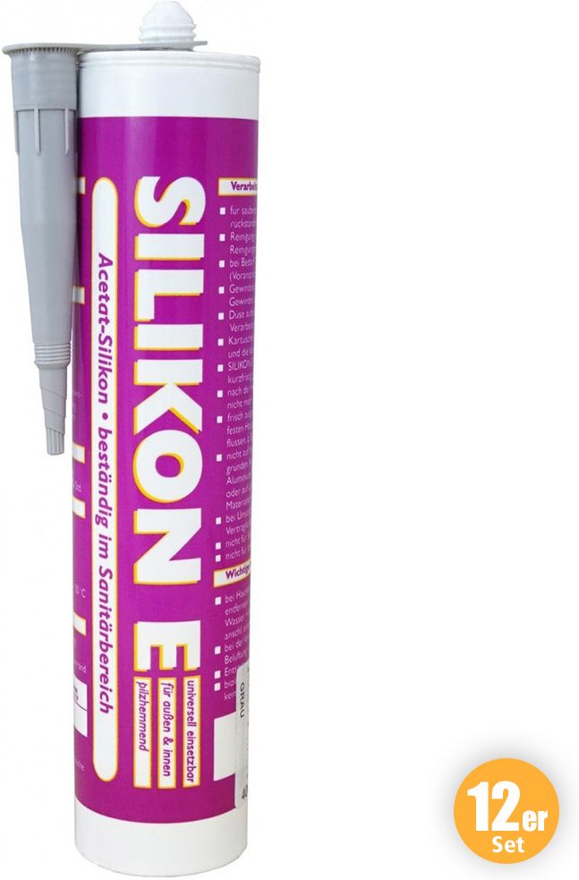 Silikon Fugendicht, Grau, 310 ml 12er Set