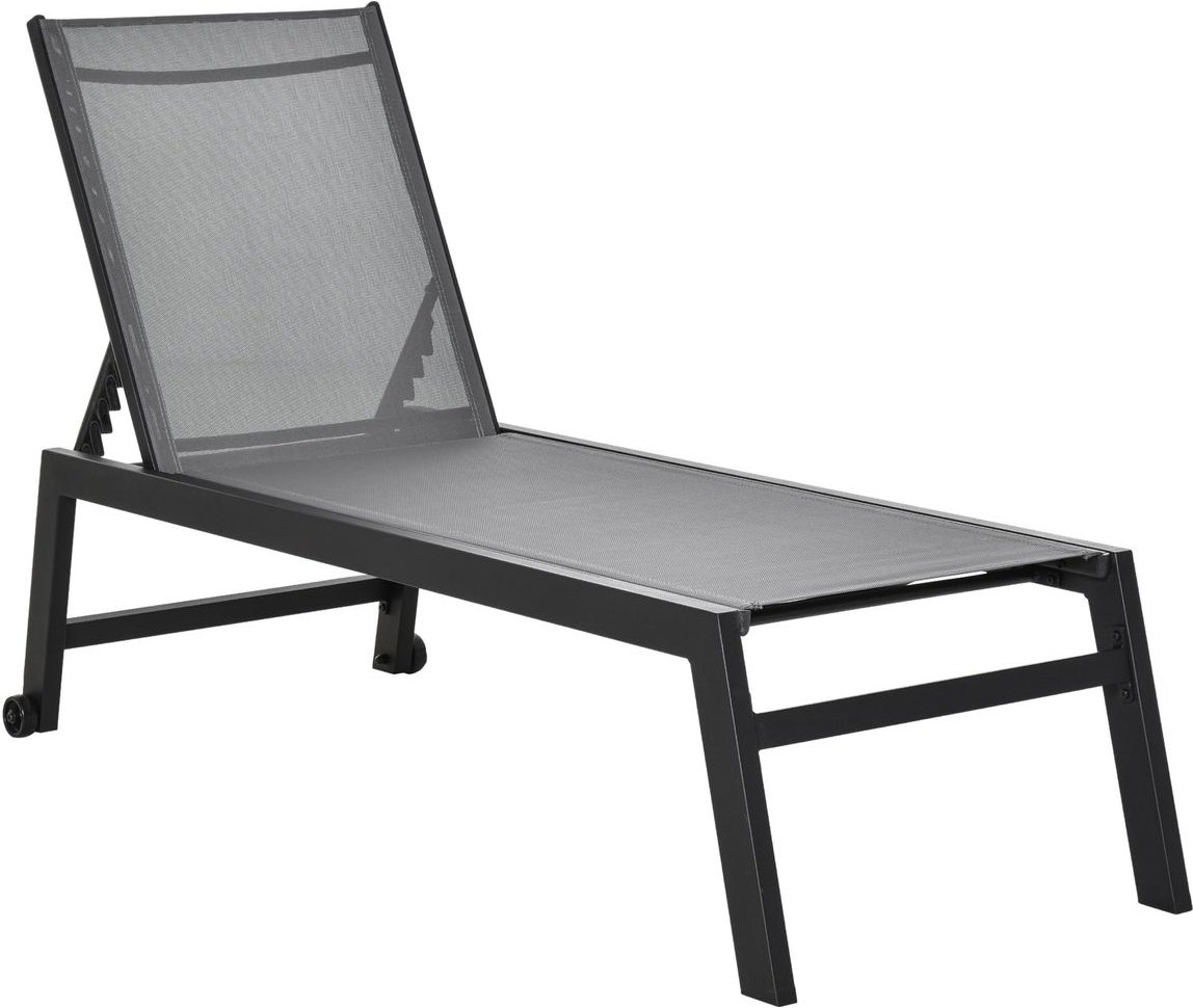 Sonnenliege Gartenliege 5-stufige Rückenlehne Aluminium Grau